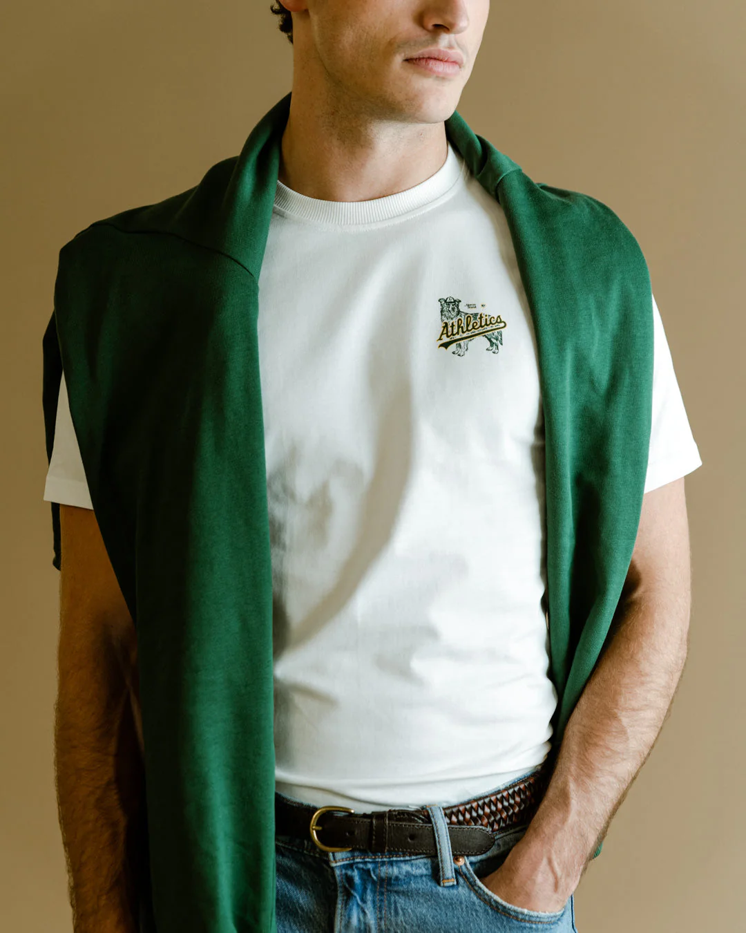 The Mercer Athletics Dog Tee | White/Green - Image 3